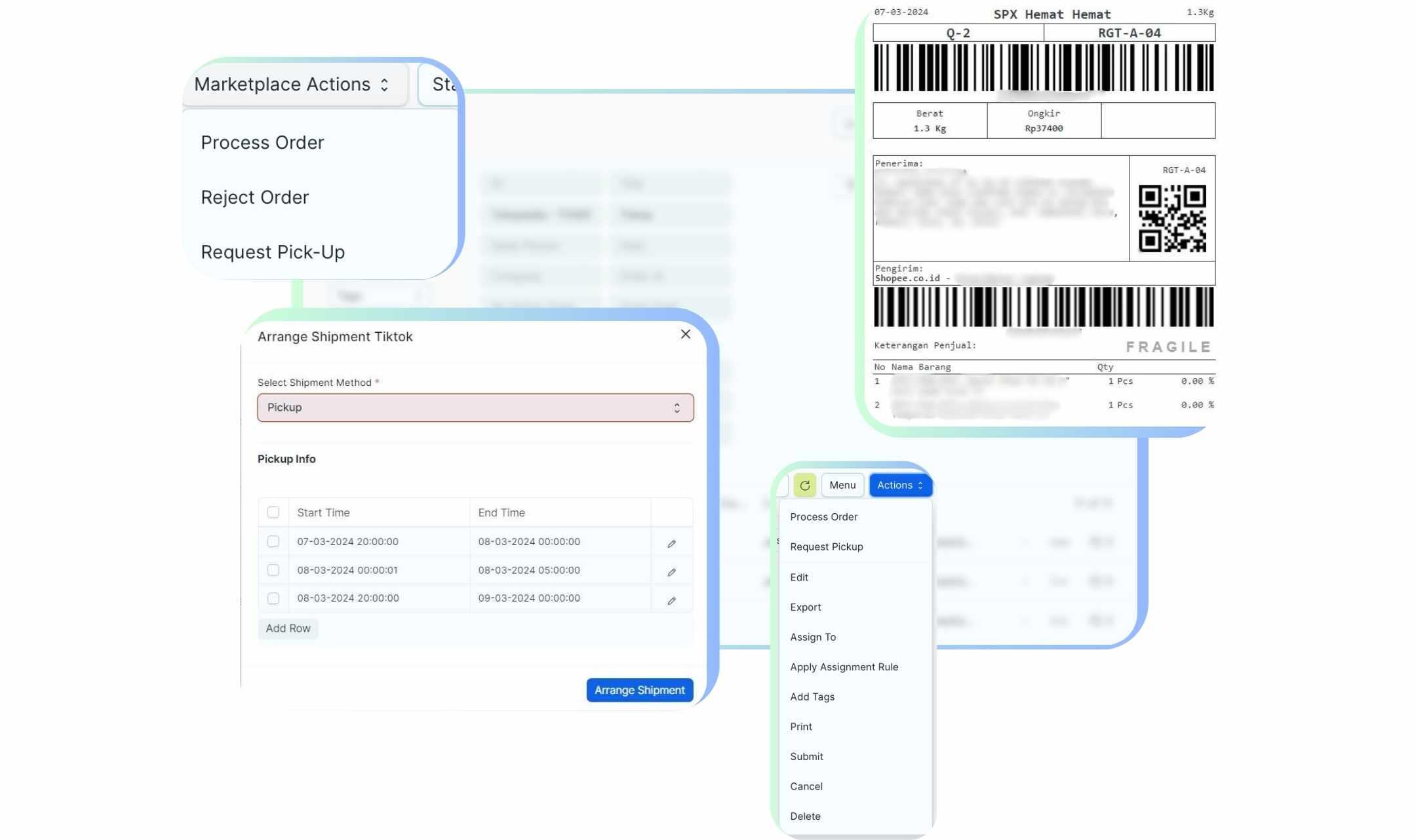 Proses pesanan langsung dari dashboard Bisaa.Work